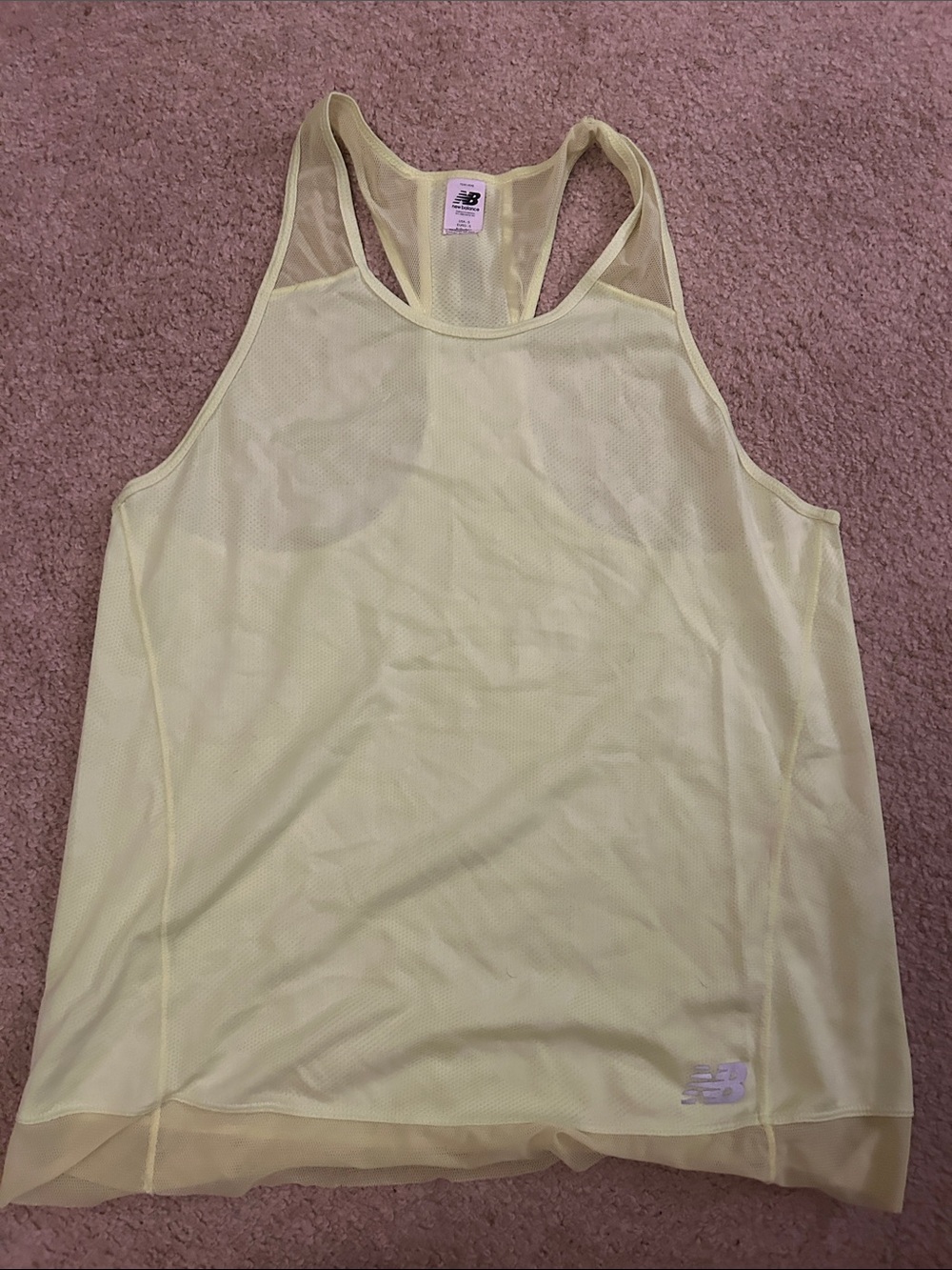 New Balance Women's Light Yellow Mesh Racerback Tank